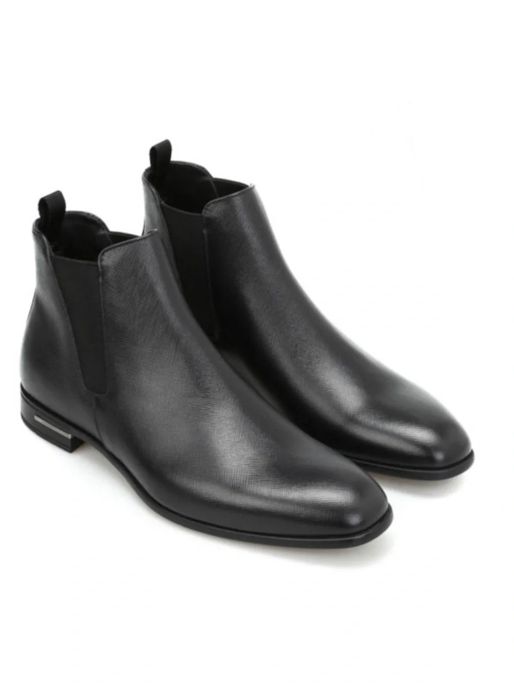 Prada Saffiano Leather Chelsea Boots Black - Size 11 UK - Used Good Condition